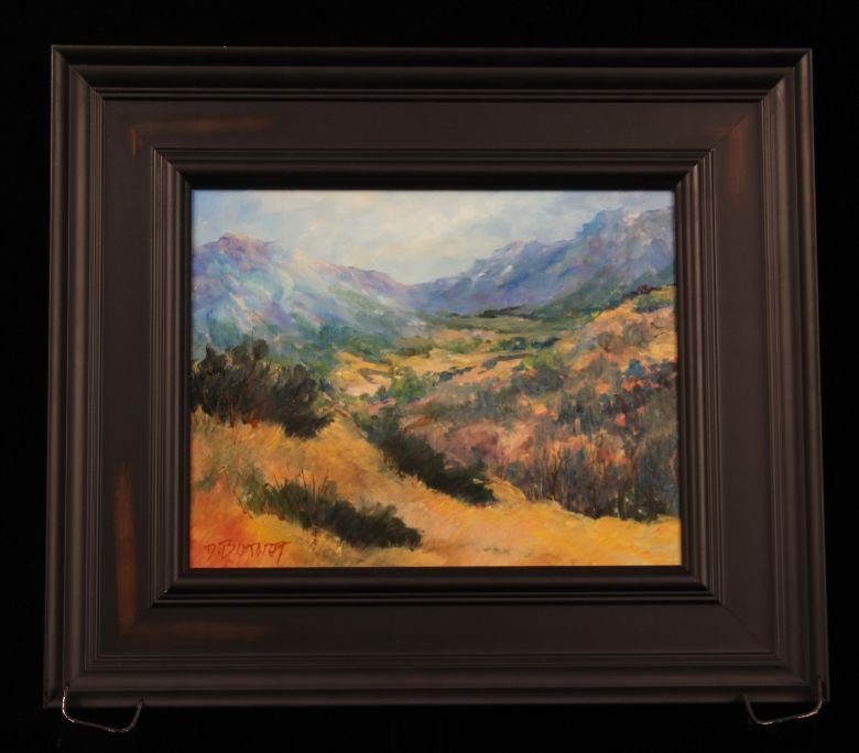 Original Oil "Distant Hills" by D. Bottorff ED747: Original Oil "Distant Hills" by D. Bottorff ED747. Excellent Condition! BD56TC. Presenting a newly painted 8"x10" professionally framed plein air style oil painting on archival board. This Original Oi