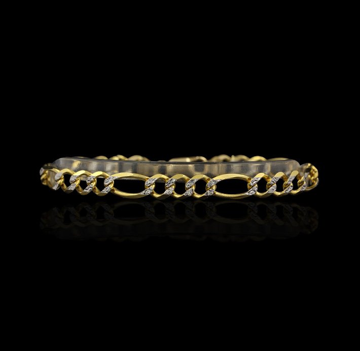 14KT Yellow Gold Two-Tone Chain Bracelet GB979: 14KT Yellow Gold Two-Tone Chain Bracelet GB979. Good Condition! IB994RS. One bracelet featuring: 11.7 grams of 14KT yellow gold. Thank you for viewing this lot! We are always adding new inventory and 