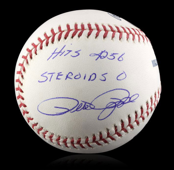 Autographed Pete Rose Baseball PSA Certified 2: Autographed Pete Rose Baseball PSA Certified 2. Excellent Condition! DX103MA. Signed Pete Rose baseball with 4256 hits and 0 Steroids written on the ball. Pete Rose had 4256 hits in his 24 year career