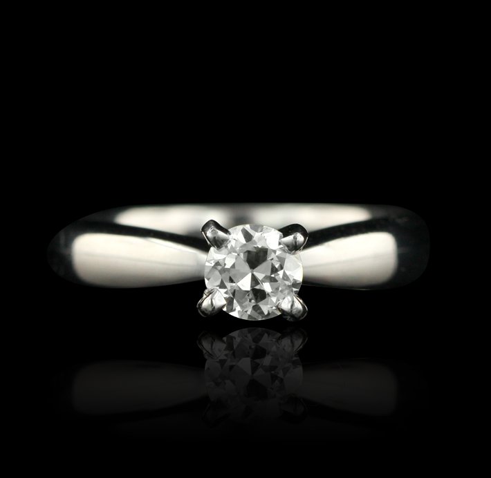 Platinum 0.35ct VS1/K Round Cut Diamond Ring GB393: Platinum 0.35ct VS1/K Round Cut Diamond Ring GB393. Excellent Condition! DP929DN. One electronically tested platinum ladies cast diamond solitaire ring with a bright polish finish. Condition is new, g