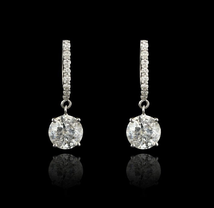 14KT White Gold 3.50ctw Diamond Dangle Earrings A4131