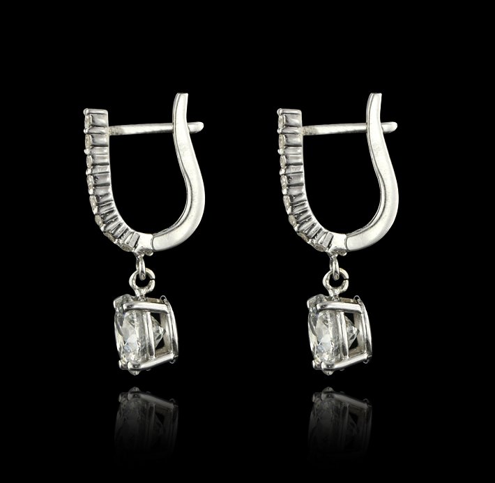 14KT White Gold 3.50ctw Diamond Dangle Earrings A4131 - 2