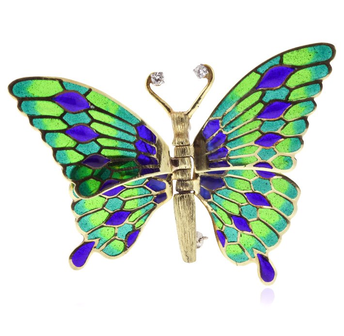 Cartier 18KT Yellow Gold and Diamond Butterfly Brooch E