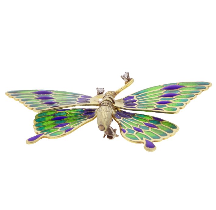 Cartier 18KT Yellow Gold and Diamond Butterfly Brooch E - 4