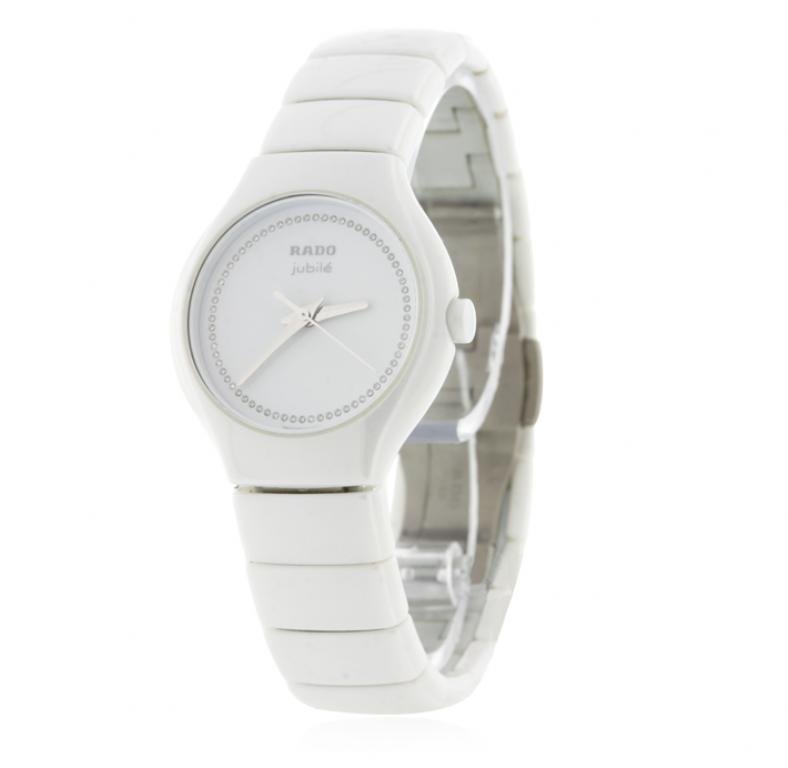 Ladies Rado Jubile Diamond Dial Wristwatch GB1717: Ladies Rado Jubile Diamond Dial Wristwatch GB1717. Good Condition! YM455YA. One Rado Jubile Ladies Watch featuring: a white ceramic case with a white ceramic bracelet. Fixed white ceramic bezel. White