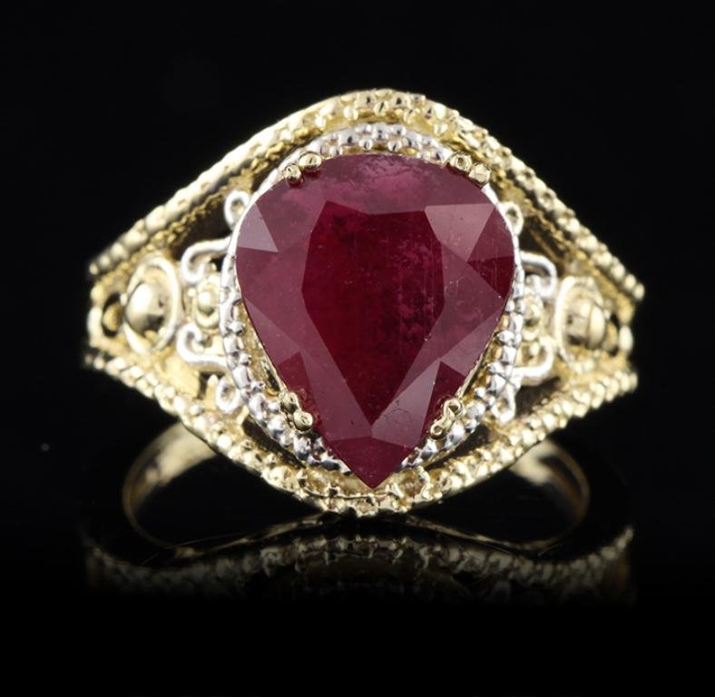 14KT Yellow Gold 4.67ct Ruby Ring FRD104: 14KT Yellow Gold 4.67ct Ruby Ring FRD104. Great Condition! TW755PV. One electronically tested 14KT yellow gold ladies cast ruby solitaire ring with a bright polish finish. Condition is new, excellent 