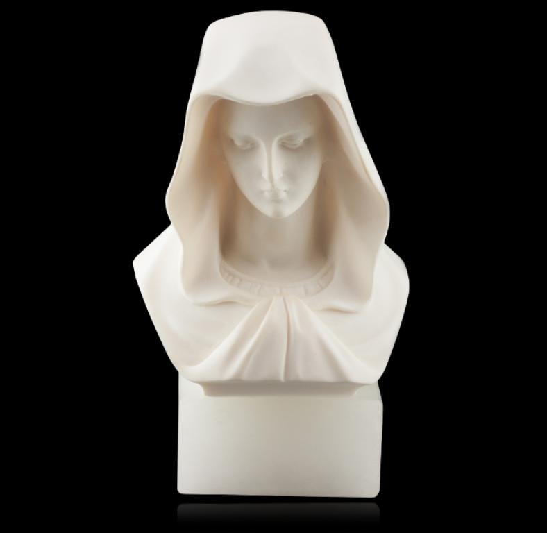 Vintage "Mary" Bust Sculpture ED1515: Vintage "Mary" Bust Sculpture ED1515. Great Condition! DH28BY. One sculpture featuring: "mary" bust is made of alabaster which sits on 6" marble base signed by A. Giannelli and made in Italy.
