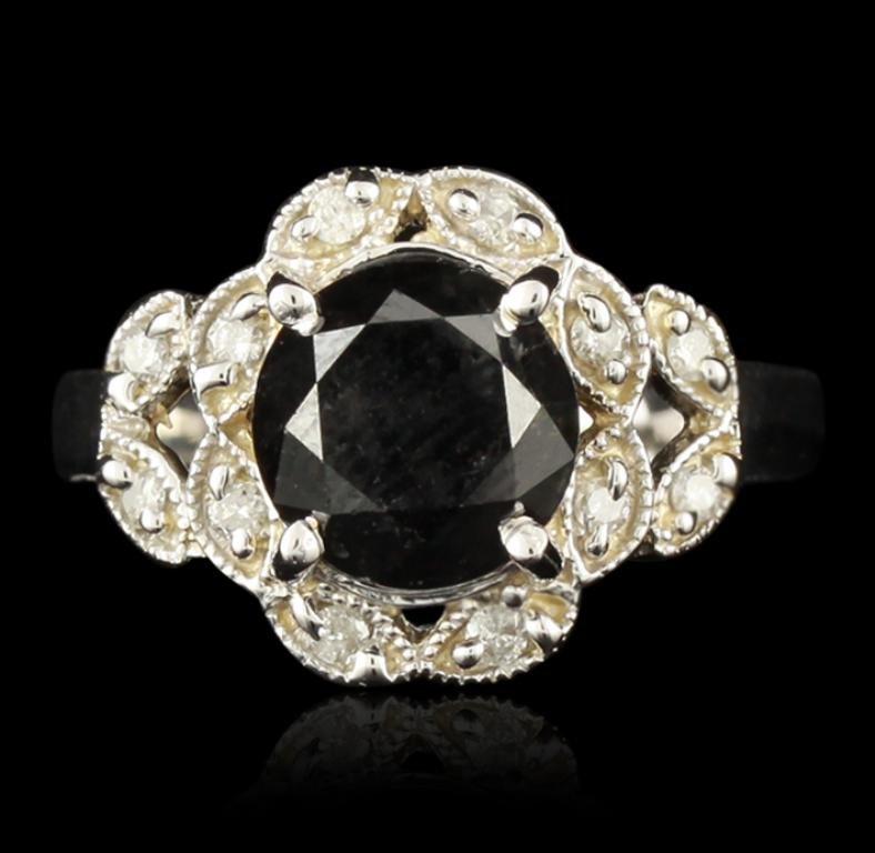 14KT White Gold 3.27ct Black and White Diamond Ring: 14KT White Gold 3.27ct Black and White Diamond Ring FRD482. Great Condition! BJ3001RJ. One electronically tested 14KT white gold ladies cast & assembled black and white diamond ring. Condition is new,
