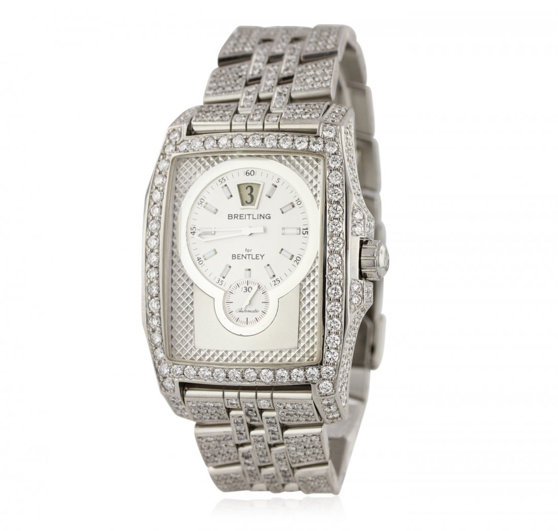 Gents Breitling Flying B for Bently Diamond Wristwatch: Gents Breitling Flying B for Bently Diamond Wristwatch GB2227. G-5 Fine Condition! GB20001CC. One gents, Flying B Breitling for Bentley wristwatch electronically tested stainless steel, Case: 57 x 38m