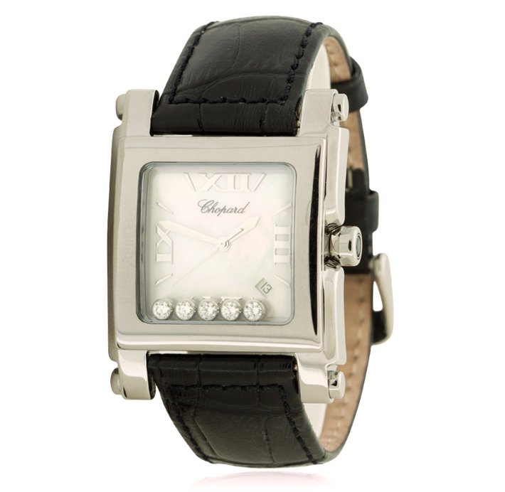 Chopard Happy Sport Classic Square Five Diamond: Chopard Happy Sport Classic Square Five Diamond Wristwatch GB1456. Good Condition! WR7004UL. One, Chopard Happy Sport Classic Square Five Diamond wristwatch electronically tested stainless steel, Case