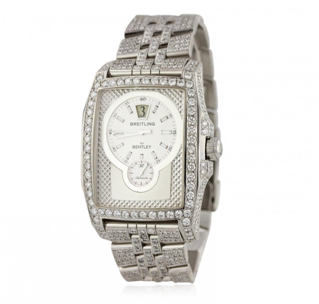 Gents Breitling Flying B for Bently Diamond Wristwatch: Gents Breitling Flying B for Bently Diamond Wristwatch GB2227. G-5 Fine Condition! GB20001CC. One gents, Flying B Breitling for Bentley wristwatch electronically tested stainless steel, Case: 57 x 38m