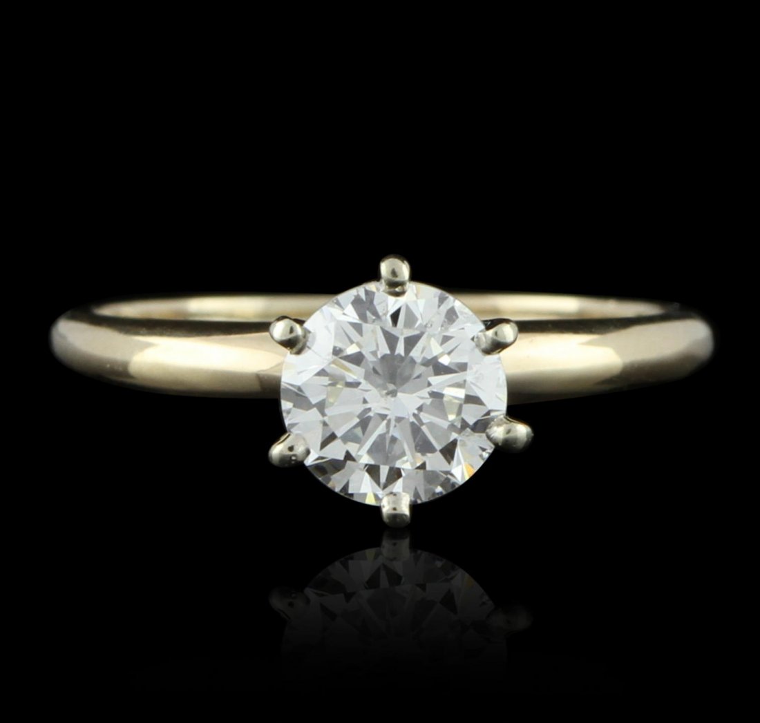 14KT Yellow Gold 1.05ct SI-2/K Diamond Solitaire Ring: 14KT Yellow Gold 1.05ct SI-2/K Diamond Solitaire Ring GB2630. Good Condition RJ9002SG. One electronically tested 14KT yellow gold ladies cast & assembled diamond solitaire ring with a bright polish fi