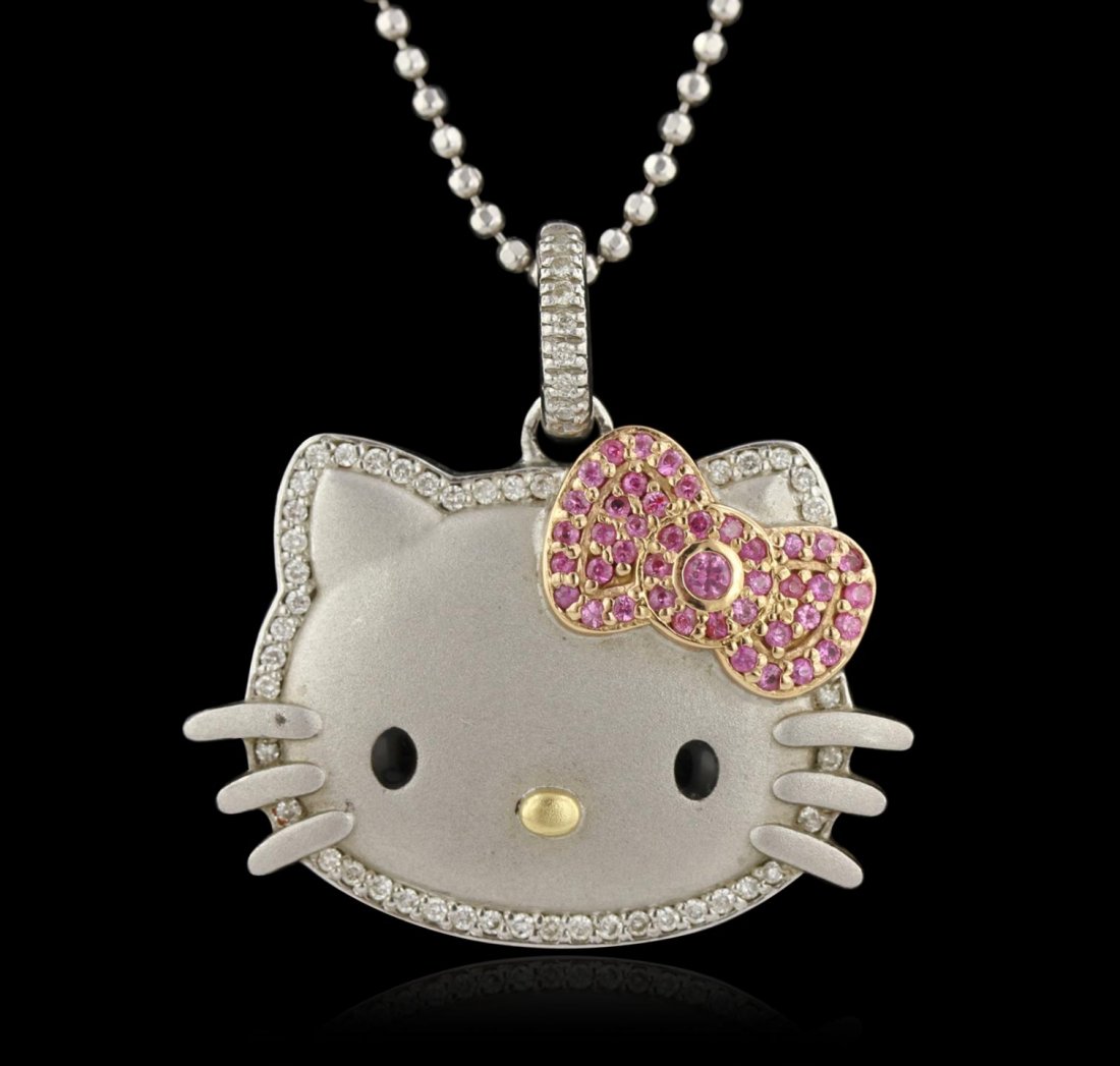 Kimora Pave Set Crystal Hello Kitty Style Fashion: Kimora Pave Set Crystal Hello Kitty Style Fashion Pendant GB3115. Good Condition! VY754KN. One pendant with chain featuring: 15.80 grams of silver.