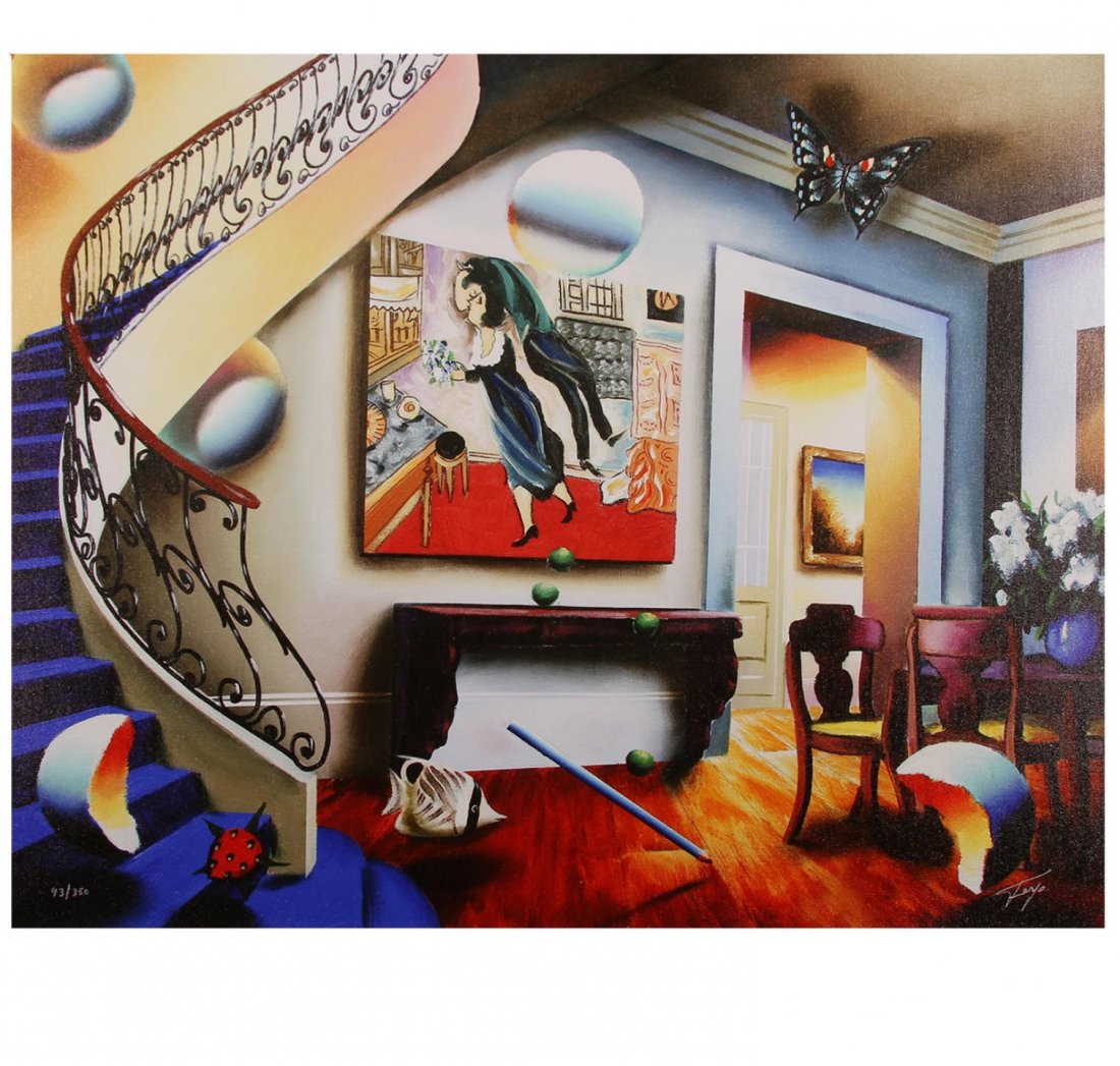 Dining with Chagall By Ferjo EB2: Dining with Chagall By Ferjo EB2. New Condition. SJ104SL. Ferjo: giclee on canvas. The dimensions of this piece are 24x30".