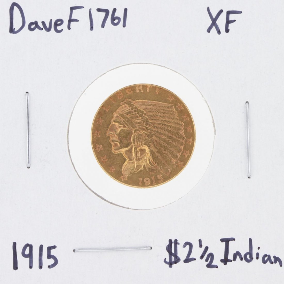 1915 $2 1/2 XF Indian Head Quarter Eagle Gold Coin: 1915 $2 1/2 XF Indian Head Quarter Eagle Gold Coin DaveF1761. As-Is Condition. WE204KD.One 1915 $2 1/2 XF Indian Head Quarter Eagle Gold Coin.