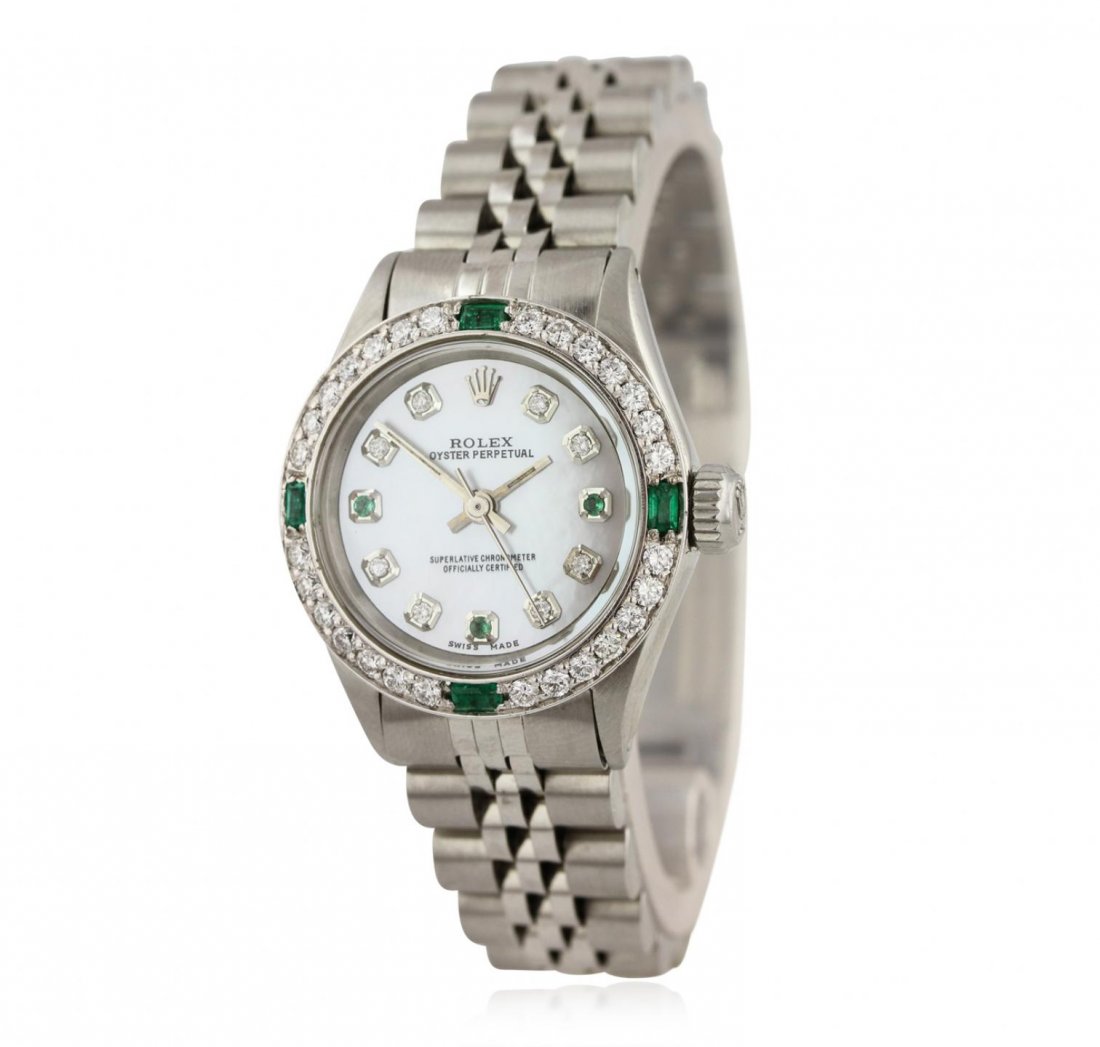 Ladies Rolex Stainless Steel Diamond Oyster Perpetual: Ladies Rolex Stainless Steel Diamond Oyster Perpetual Wristwatch GB3420. Average Condition! PR4572PD. One ladies, hand crafted & machine milled Rolex Oyster Perpetual Model stainless steel wristwatch