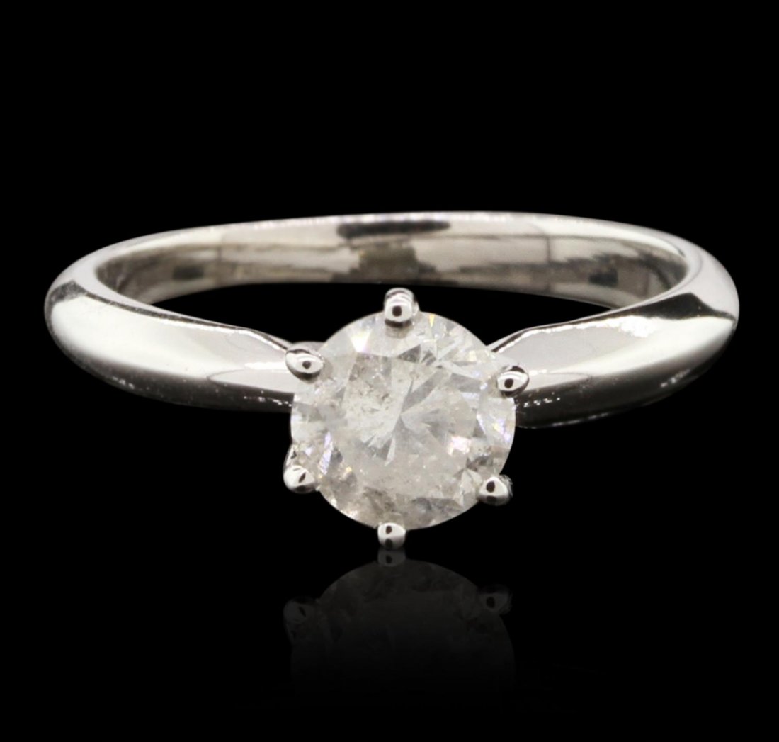 14KT White Gold 1.03ct Diamond Ring A6793: 14KT White Gold 1.03ct Diamond Ring A6793. Great Condition! PN859MD. One electronically tested 14KT white gold ladies cast & assembled diamond solitaire ring with a bright polish finish. The ring is c