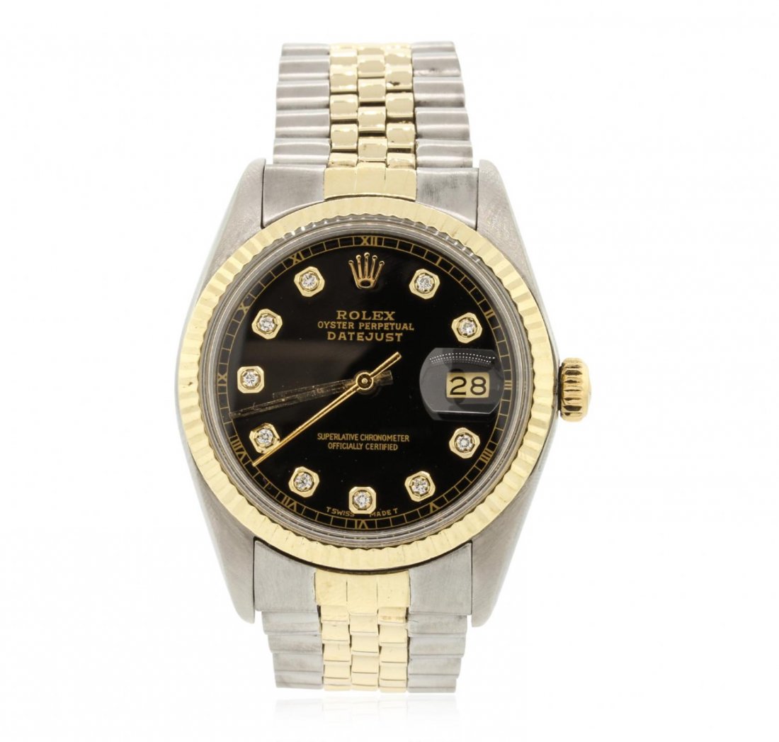 Gents Rolex Two-Tone DateJust Model Wristwatch A7335: Gents Rolex Two-Tone DateJust Model Wristwatch A7335. G-5 Fine Condition! HX4523PM. One gents, hand crafted & machine milled Rolex two-tone DateJust wristwatch electronically tested, Stainless Steel C