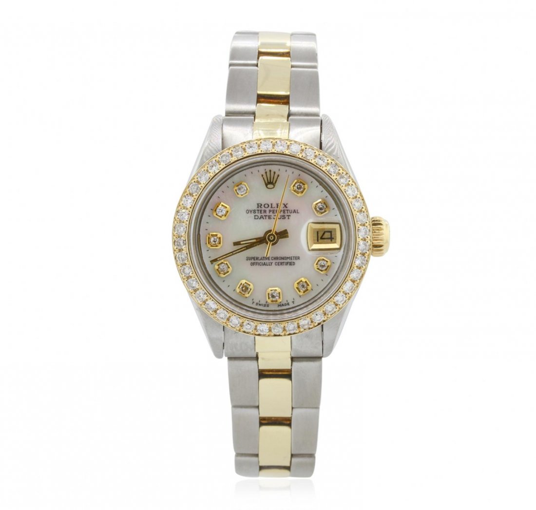 Ladies Rolex Two-Tone DateJust Diamond Wristwatch A7499: Ladies Rolex Two-Tone DateJust Diamond Wristwatch A7499. G-4 Average Condition! XP4053NY. One ladies, hand crafted & machine milled Rolex DateJust Model wristwatch electronically tested, Stainless Ste