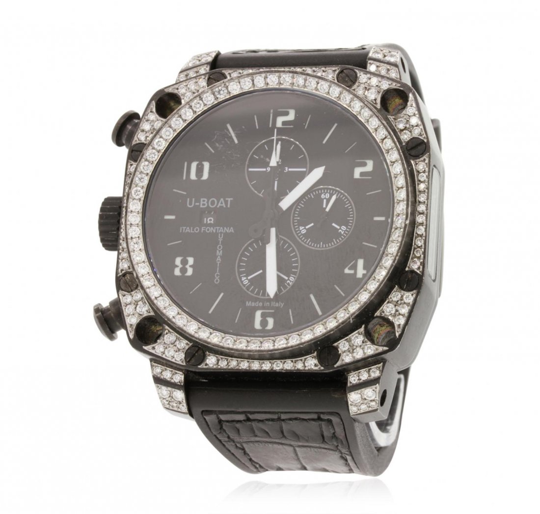 Gents U-Boat PVD Diamond Thousands of Feet Wristwatch: Gents U-Boat PVD Diamond Thousands of Feet Wristwatch A7275. G-4 average Condition! AV7003HR. One gents, U-Boat PVD coated steel Thousands of Feet Chronograph model wristwatch electronically tested, C