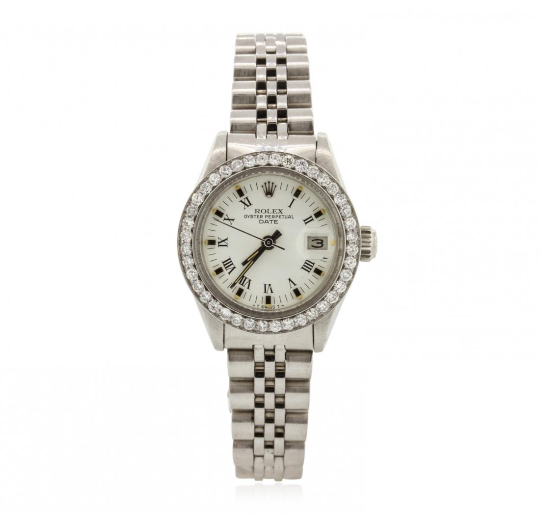 Ladies Rolex Stainless Steel Date Model Wristwatch: Ladies Rolex Stainless Steel Date Model Wristwatch A7342. G-4 Average Condition! YP7572XE. One ladies, hand crafted & machine milled Rolex Date Model Stainless Steel wristwatch electronically tested,