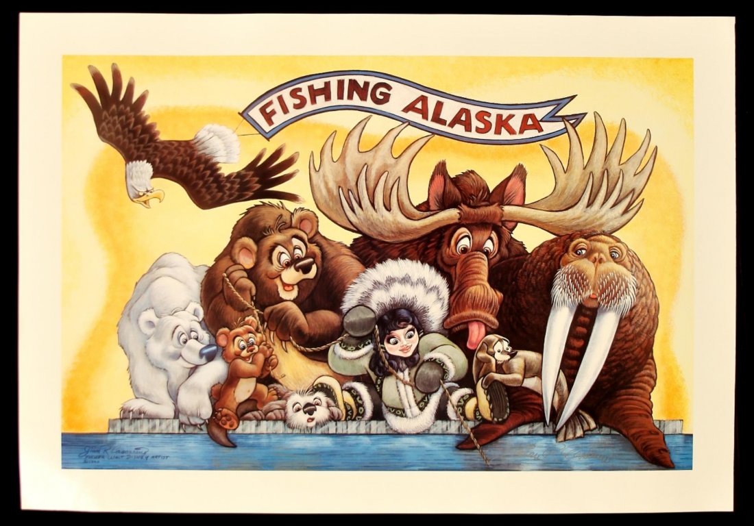 Fishing Alaska by G.R. Cassarino Walt Disney Artist: Fishing Alaska by G.R. Cassarino Walt Disney Artist AP1052. Good Condition! GN82BJ. You haven't seen Wildlife until you've seen Cassarino. Former Walt Disney Artist G.R. Cassarino utilizes the style a