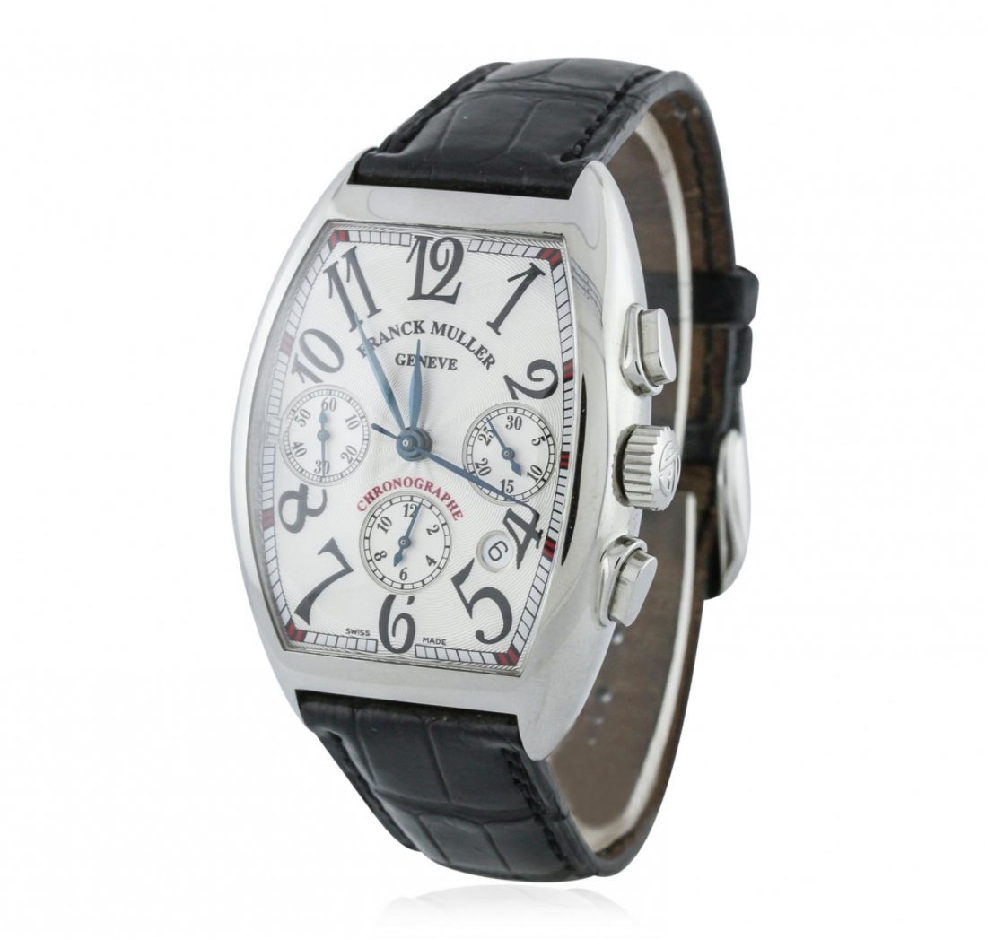 Gents Stainless Steel Franck Muller Cintreé Curvex: Gents Stainless Steel Franck Muller Cintreé Curvex Chronograph Wristwatch GB5408. G-5 Fine Condition! NW5008ZS. One, Franck Muller Cintreé Curvex Chronograph Wristwatch, electronically tested stainl