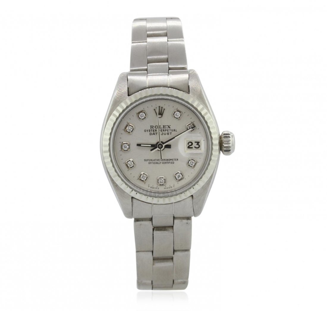 Ladies Rolex Stainless Steel DateJust Wristwatch A7497: Ladies Rolex Stainless Steel DateJust Wristwatch A7497. G-5 Fine Condition! BF7522UY. One ladies, hand crafted & machine milled Rolex DateJust Model stainless steel wristwatch electronically tested, C