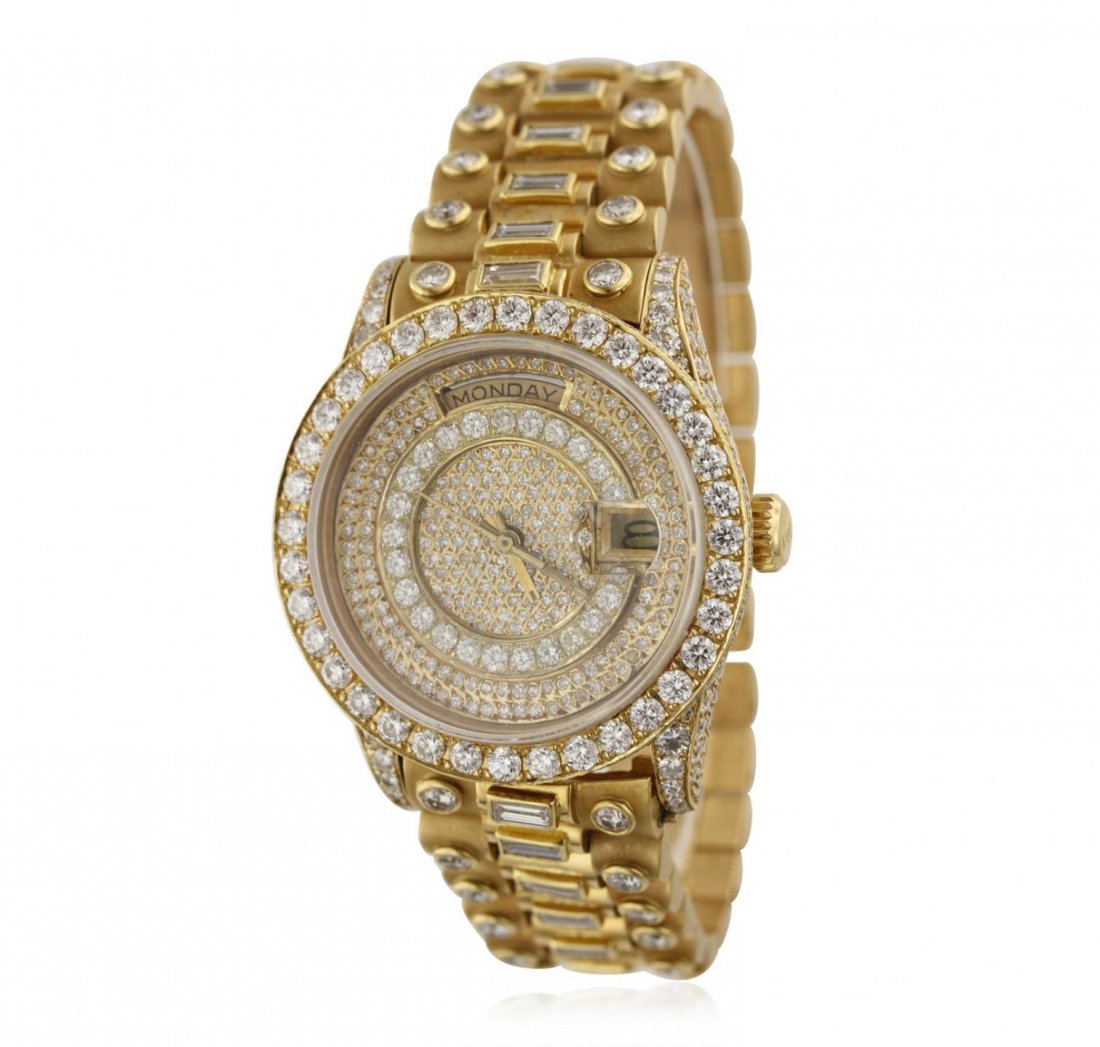 Gents Rolex Crown Collection Style DayDate Diamond: Gents Rolex Crown Collection Style DayDate Diamond Wristwatch A7269. G-4 average Condition! KD73002CE. One gents, Rolex DayDate Model, Super President Crown Collection style wristwatch electronically 