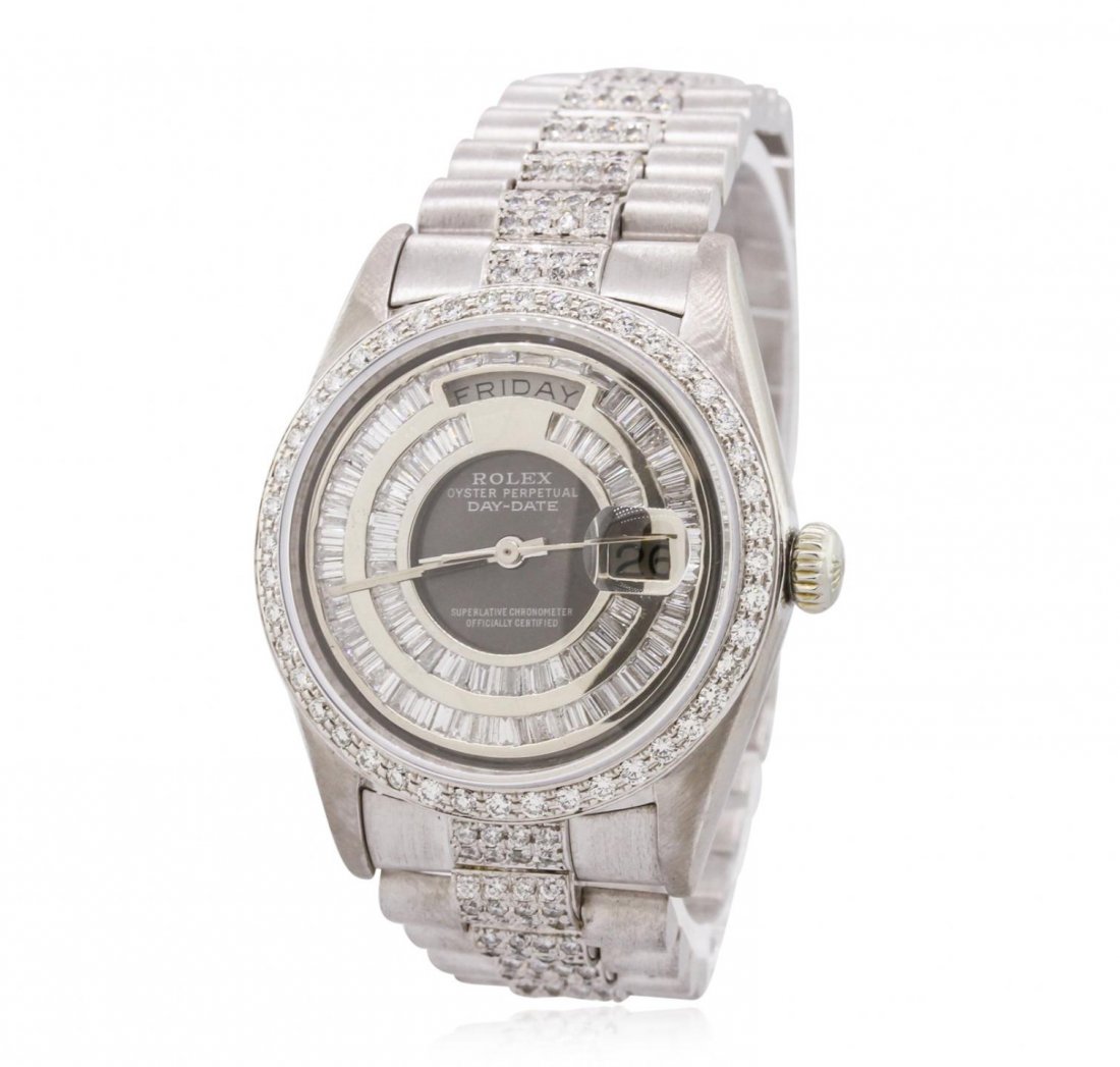 Gents Rolex Super President Style 7.20ctw Diamond: Gents Rolex Super President Style 7.20ctw Diamond Wristwatch A9160. G-4 Average Condition! RE50071TU. One gents, hand crafted & machine milled Rolex DayDate Model the President wristwatch electronical