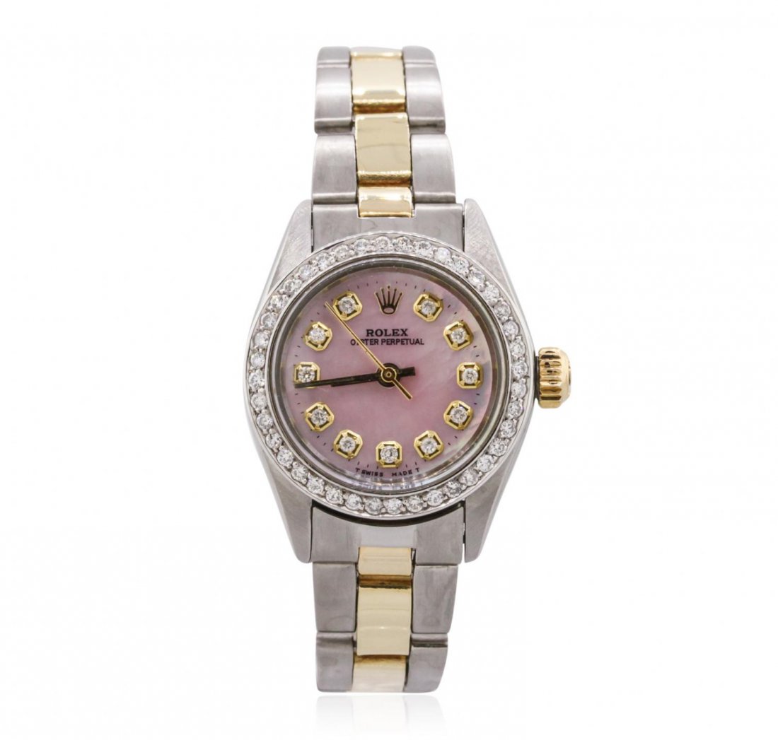 Ladies Rolex Two-Tone 1.00ctw Oyster Perpetual Diamond: Ladies Rolex Two-Tone 1.00ctw Oyster Perpetual Diamond Wristwatch A10207. G-4 Average Condition! TN7003GA. One ladies, hand crafted & machine milled Rolex Oyster Perpetual Model wristwatch electronica