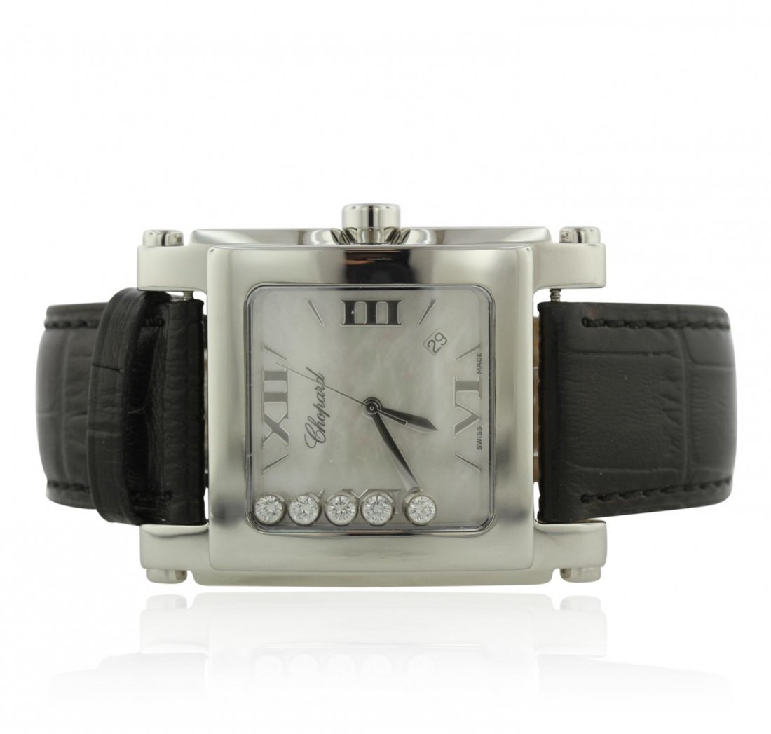 Stainless Steel Chopard Wristwatch GB6009: Stainless Steel Chopard Wristwatch GB5941. G-5 Fine Condition. VG4573YJ. One, Chopard Happy Sport Classic Square Five Diamond wristwatch electronically tested stainless steel, Case: 36 x 36mm, Case Ba