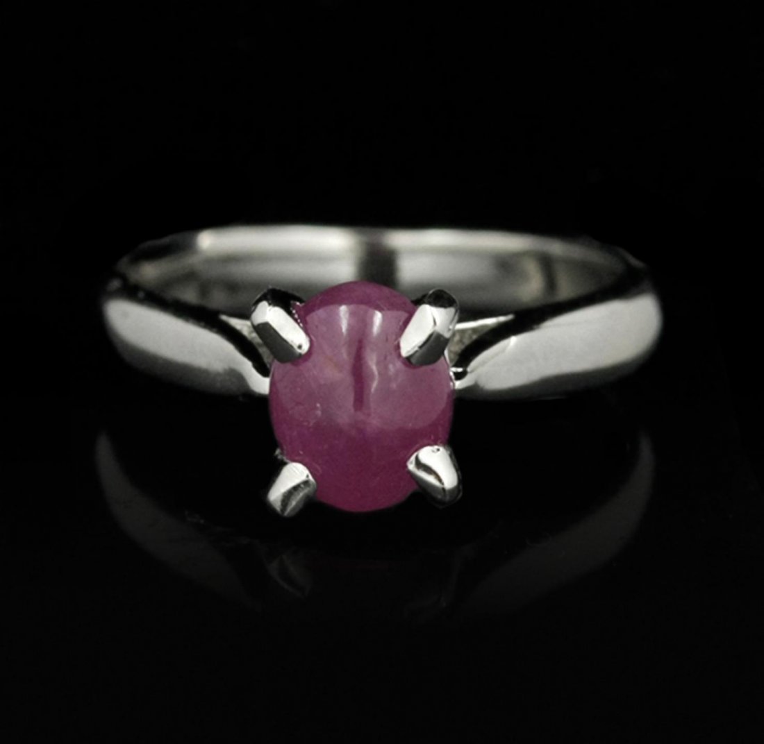 SILVER 1.84ct Ruby Ring SLV444: SILVER 1.84ct Ruby Ring SLV444. New Condition! EE201RY. One electronically tested 925 silver ladies cast ruby solitaire ring with a bright polish finish. Identified with markings of "925". Condition i
