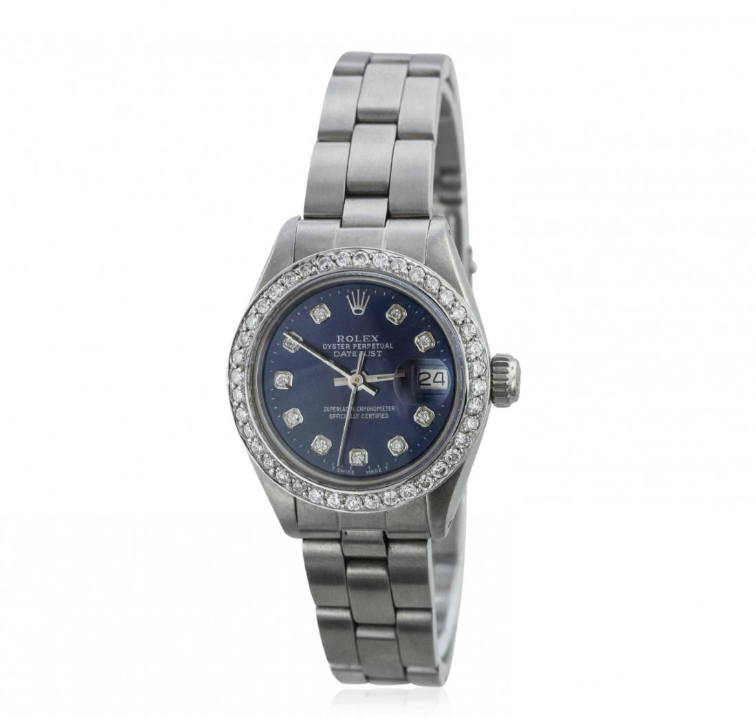 Ladies Rolex Stainless Steel 0.80ctw DateJust Diamond: Ladies Rolex Stainless Steel 0.80ctw DateJust Diamond Wristwatch A8052. G-4 Average Condition! MM5572PP. One ladies, hand crafted & machine milled Rolex DateJust Model stainless steel wristwatch elect