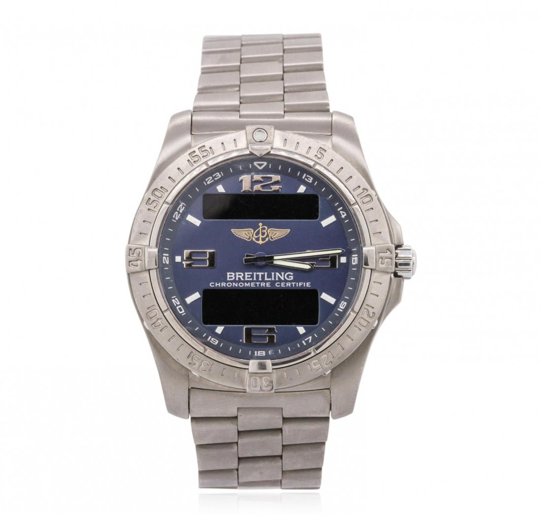 Gents Titanium Breitling Aerospace Wristwatch GB5994: Gents Titanium Breitling Aerospace Wristwatch GB5994. Good Condition! KD2051HP. One gents Breitling Aerospace Casual Wristwatch featuring: Titanium 20mm wide Bracelet, 40mm Rotational Bezel with Secon