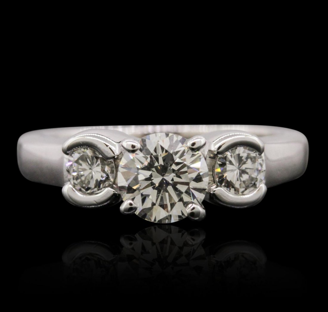 14KT White Gold 0.96ctw Diamond Wedding Ring GF143: 14KT White Gold 0.96ctw Diamond Wedding Ring GF143. Very Good Condition! BP3572WT. One electronically tested 14KT white gold Ladies combination cast & assembled engagement ring with a bright polish fi