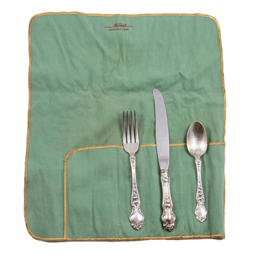 Antique Wallace Sterling Silver Art Noveau "Violet": You are bidding on a Sterling Silver 3 PIECE PLACE SETTING in the VIOLET pattern by Wallace Silversmiths, First introduced in 1904. The sterling 3 Piece Place Setting is in Excellent Condition with n