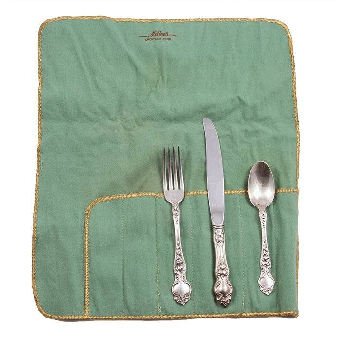 Antique Wallace Sterling Silver Art Noveau "Violet": You are bidding on a Sterling Silver 3 PIECE PLACE SETTING in the VIOLET pattern by Wallace Silversmiths, First introduced in 1904. The sterling 3 Piece Place Setting is in Excellent Condition with n