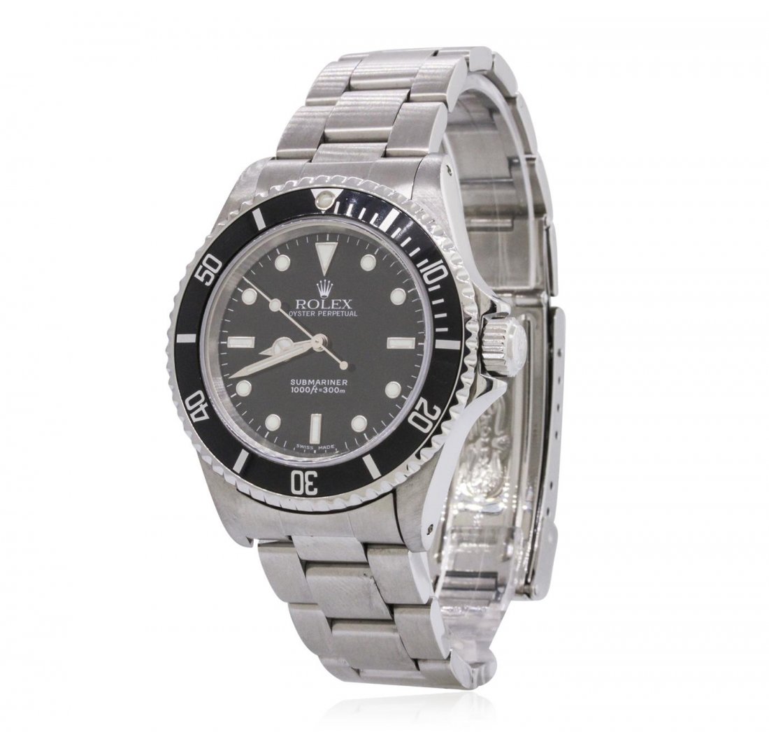 Gents Rolex Stainless Steel Submariner Wristwatch: One gents, hand crafted & machine milled Rolex Stainless Steel Submariner model wristwatch electronically tested, Case: 40mm oyster, Water Resistant: 300 meters / 1000 feet, Crown: twin lock with logo