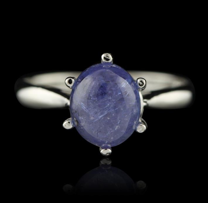 SILVER 3.04ct Tanzanite Ring: One electronically tested 925 silver ladies cast tanzanite solitaire ring with a bright polish finish. Identified with markings of "925". Condition is new, good workmanship. Containing: One prong set 