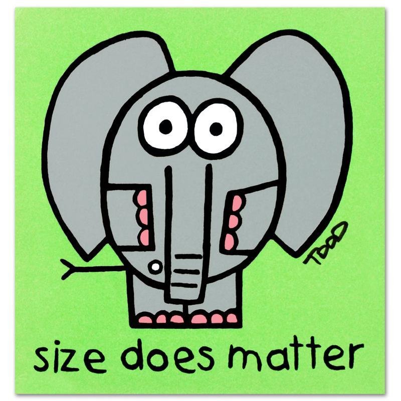 Size Does Matter by Todd Goldman: Pop artist Todd Goldman is known all across the globe for his whip-smart and wickedly funny puns and pictures! "Size Does Matter" is a limited edition lithograph on paper, numbered and hand signed by 