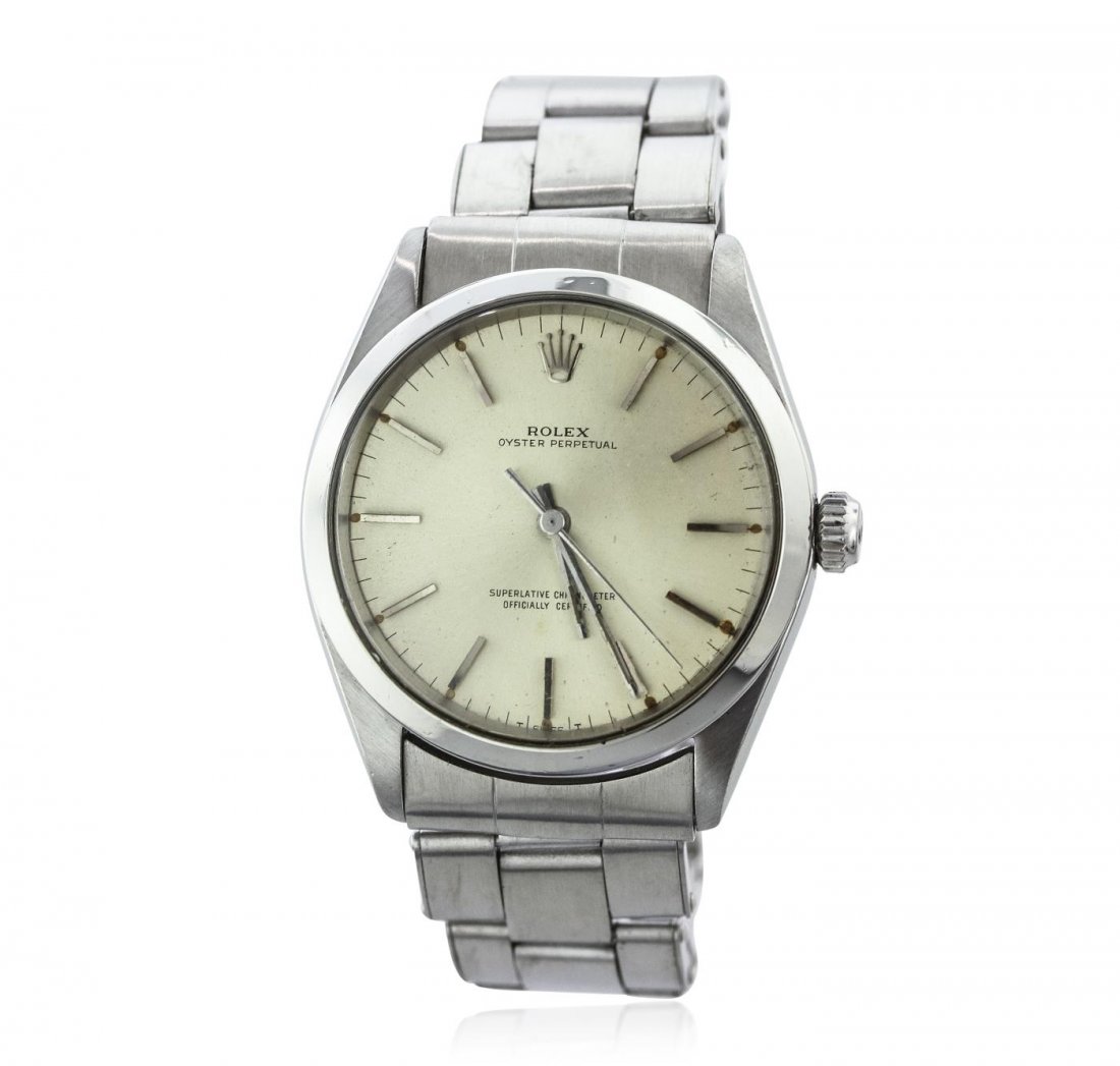 Rolex Vintage Oyster Perpetual Stainless Steel: One, Vintage Rolex Stainless Steel Oyster Perpetual wristwatch electronically tested, Circa: 1958, Case: 34mm oyster, Crown: twinlock with logo, Bezel: polished finish, Crystal: acrylic. Movement: sup