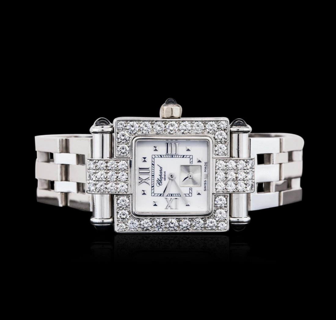 Chopard 18KT White Gold 2.50ctw Diamond Imperiale: One, Chopard Imperiale wristwatch, electronically tested 18KT white gold, Case: 26 x 26mm, the case is engraved CHOPARD on the 9 o'clock side of the case, Case Back: secured by eight set screws, engra