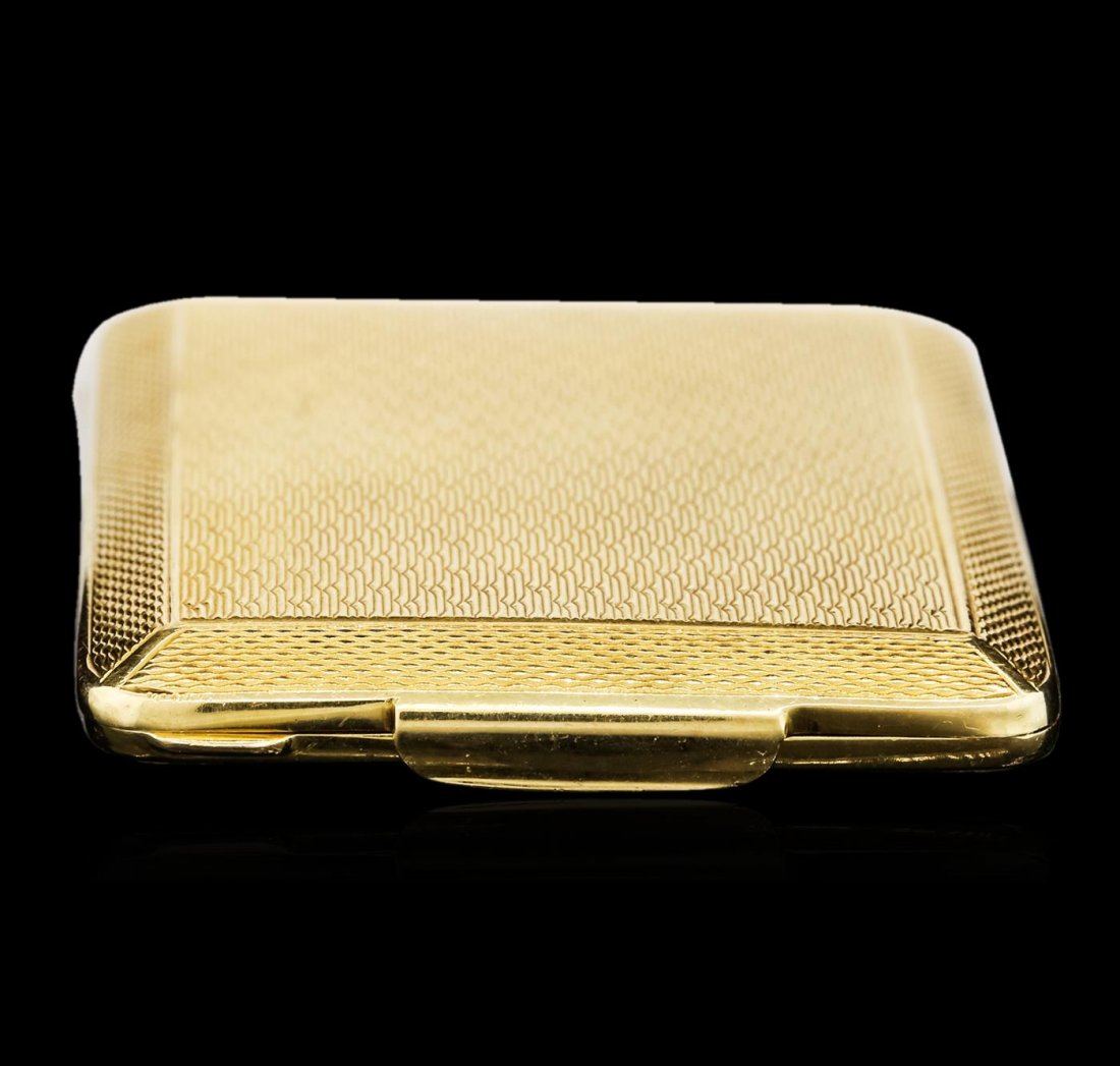 Famous Forged Tiffany & Co. 18KT Yellow Gold Compact: Own a piece of history with this famous forged Tiffany & Co. compact featuring 18KT yellow gold weighing 45.00 grams. Forged Tiffany & Co. mark by the famous Randal D. Taafe. Born in the 1800's in Cal