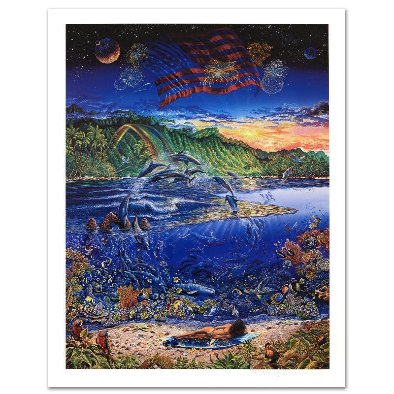 Ring of Life By Robert Lyn Nelson: Captivating audiences worldwide, Nelson dazzles all with his incredible use of color and depth. "Ring of Life" is a limited edition mixed media on paper, numbered and hand signed by the artist! Measur