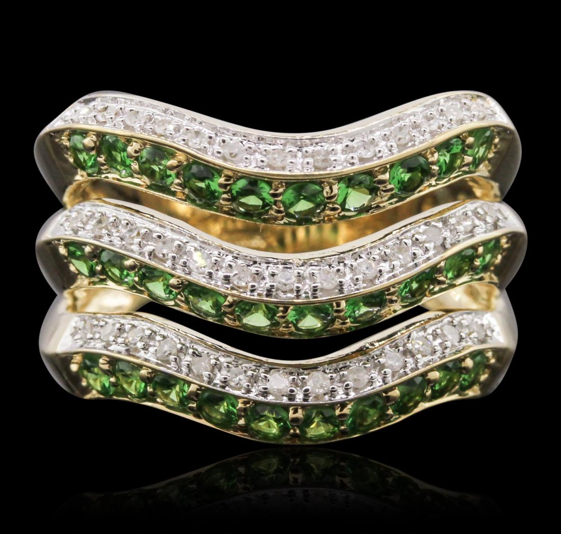 14KT Yellow Gold 1.50ctw Garnet and Diamond Ring: One electronically tested 14KT yellow gold Ladies combination cast & assembled ring with a bright polish finish. Identified with markings of "14K". Condition is new. Containing: Thirty prong set round