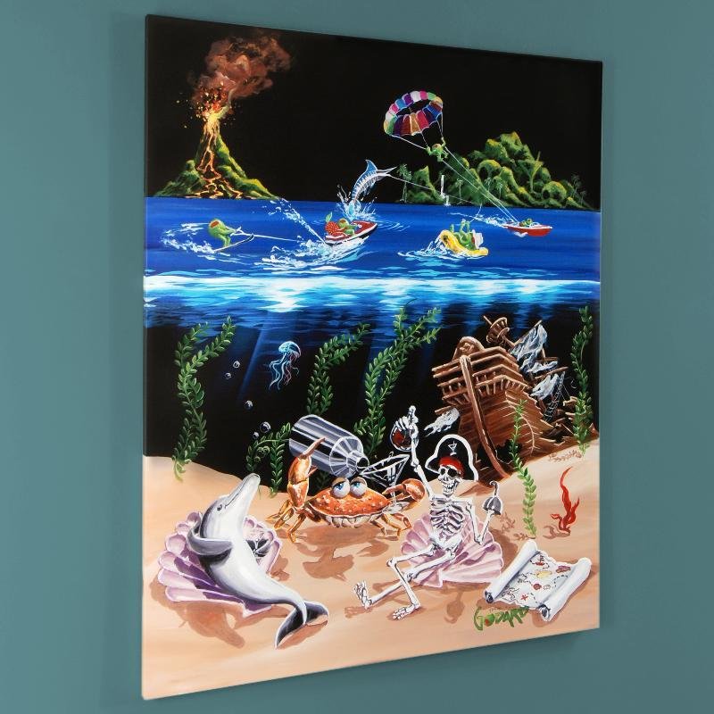 Sand Bar 2 by Michael Godard: With unforgettable characters and undeniable charm, Michael Godard creates artworks that are sure to be the centerpiece of any room! "Sand Bar 2" is a limited edition giclee on stretched canvas, G num