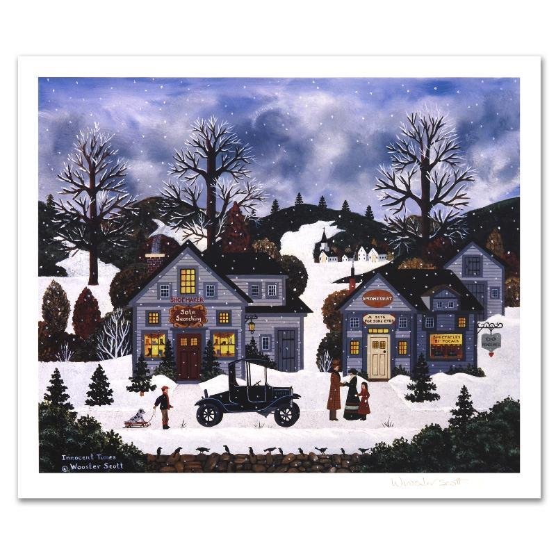 Innocent Times by Jane Wooster Scott: Cozy, down-home images of a bygone era when life was simpler - this is the feeling captured in the creations of one of the world's most recognized artists. "Innocent Times" is a limited edition lithog