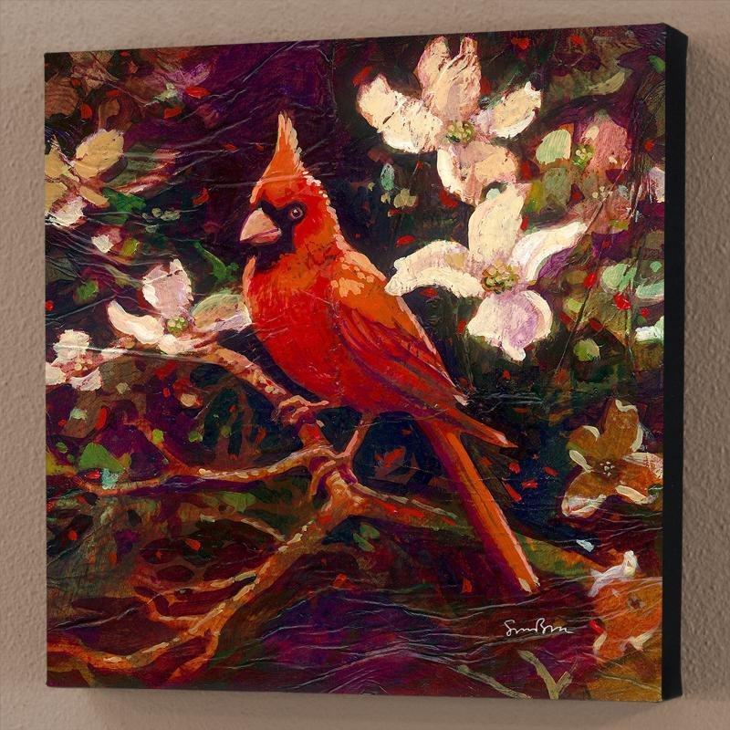 Cardinal by Simon Bull: Simon Bull depicts gleaming flowers with bold hues and delicate details, creating graceful and elegant pieces of art. "Cardinal" is a limited edition giclee on canvas, numbered and bearing Bull's auth