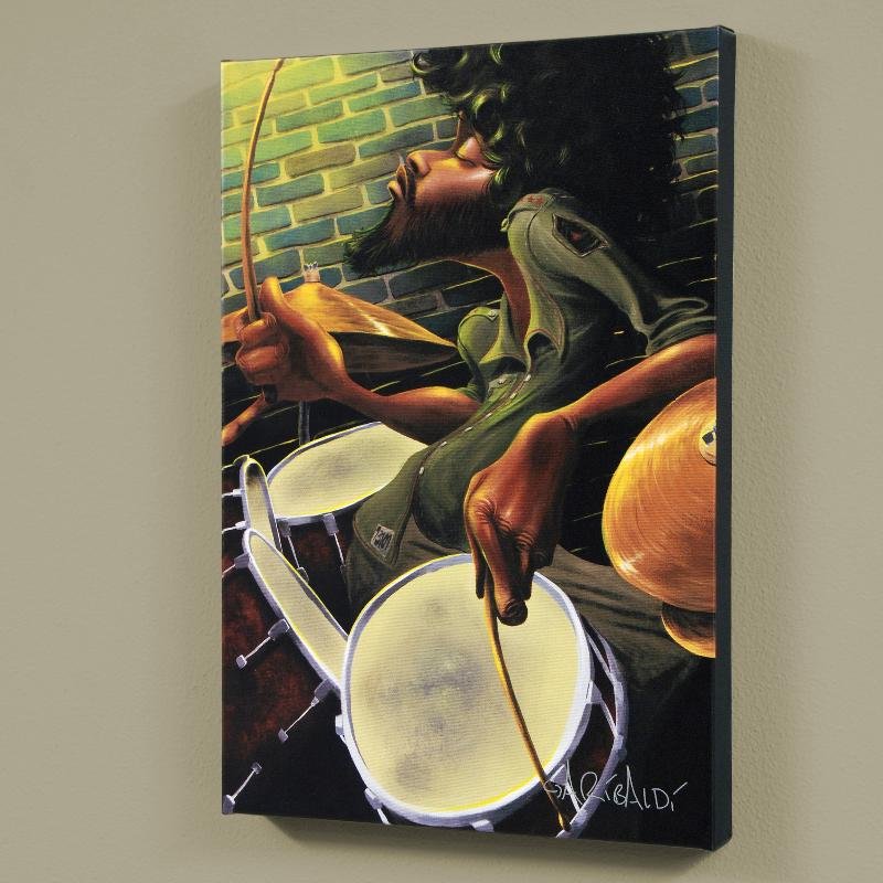 Break Beat Fever by David Garibaldi: Combining his passions for music and art, David Garibaldi creates visual poetry. "Break Beat Fever" is a limited edition giclee on stretched canvas, E numbered and bearing the artist's authorized sign